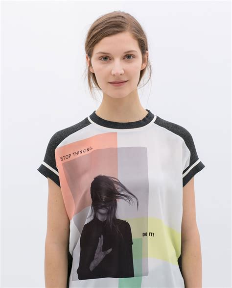 zara t shirts women's|zara women's printed t shirts.